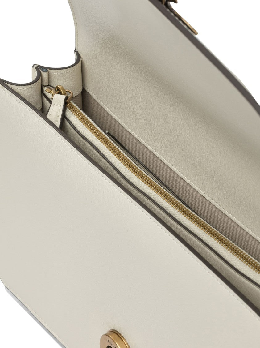 Pinko Refined White Leather Crossbody Bag