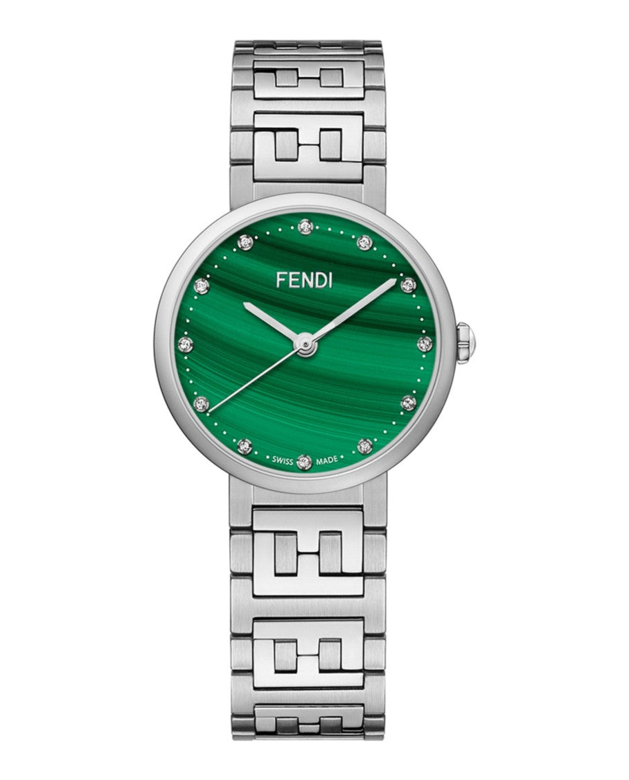 Fendi Fendi Diamond-Accented Timepiece With Green Malachite Dial