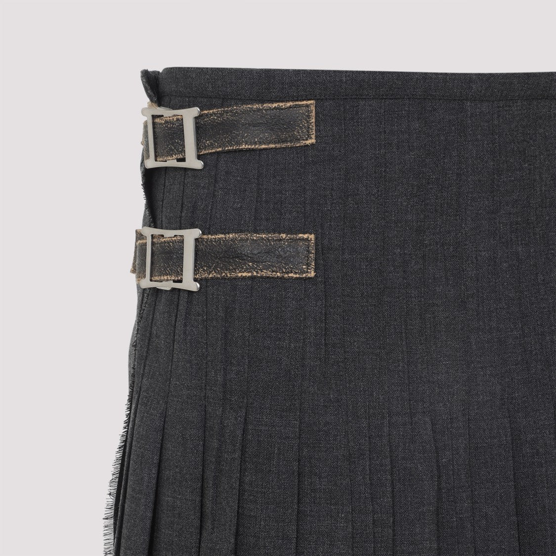 Prada Grey Virgin Wool Midi Skirt
