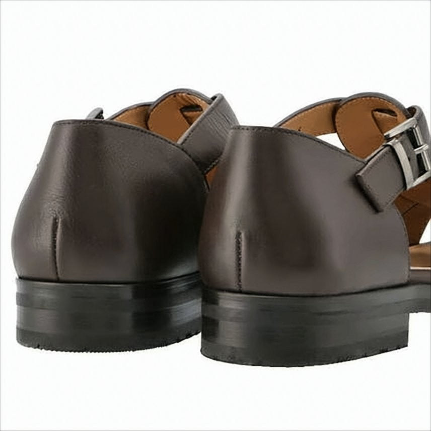 Paraboot Structured Leather Sandals With Adjustable Buckle