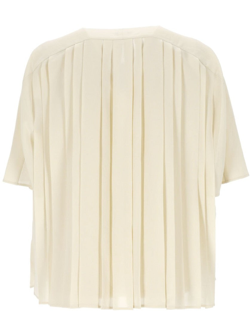 Joseph Airy Plisse Short Sleeve Blouse
