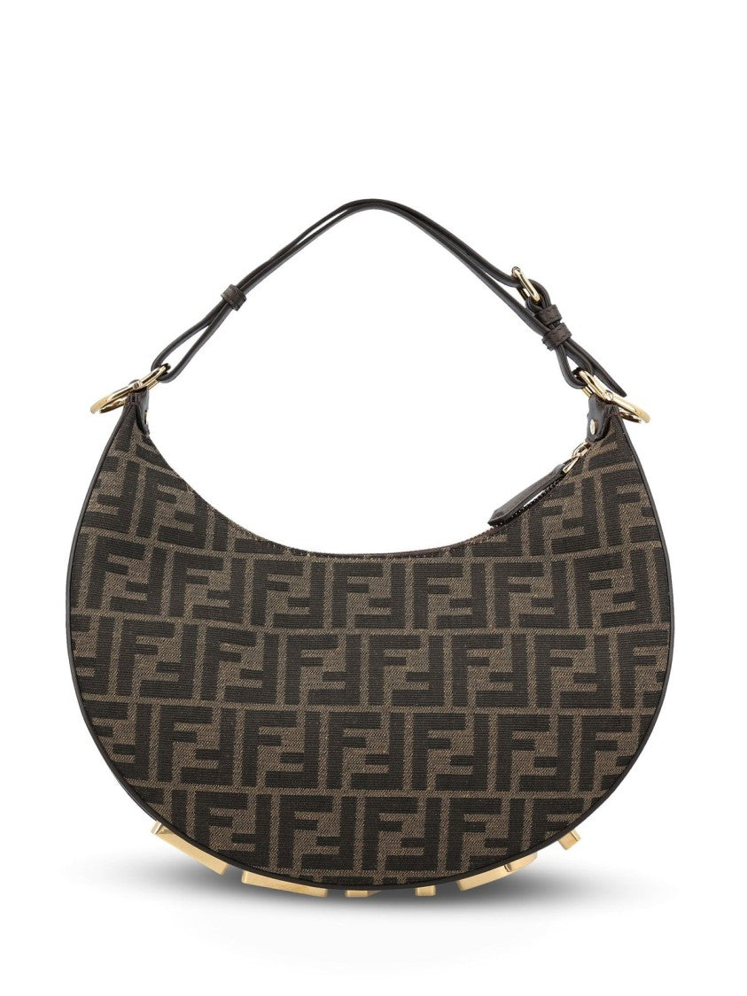 Fendi Crescent-Shaped Shoulder Bag With Monogram Pattern