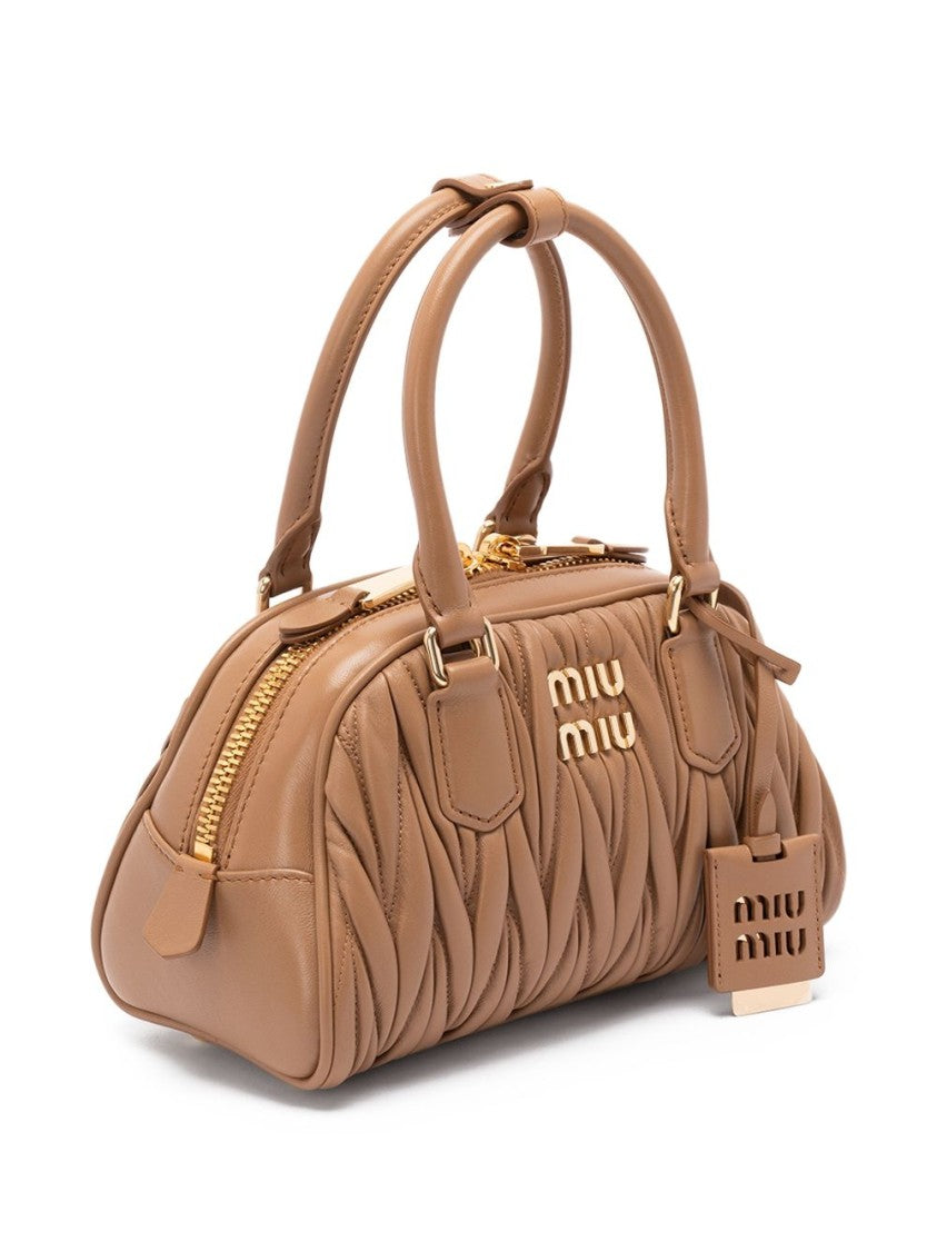 Miu Miu Brown Arcadie Matelassé Nappa Leather Bag