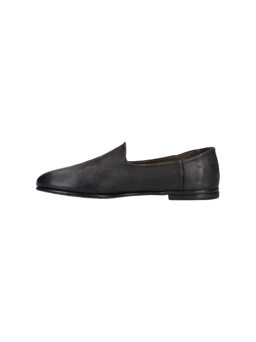 Premiata Black Rounded Toe Slip-On Leather Moccasins