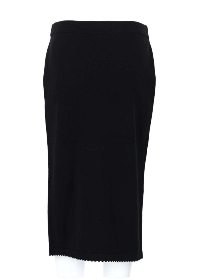Tory Burch Knee-Length Wool Blend Skirt With Scalloped Hem And Faux Pockets