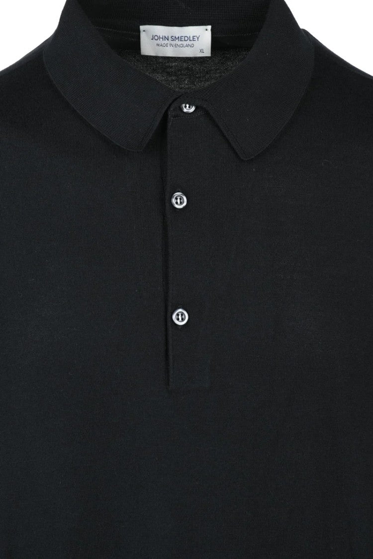 John Smedley Knit Polo Shirt - Black