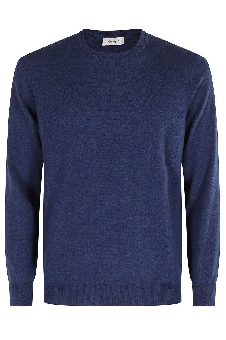 Kangra Open Blue Wool Crew Neck Sweater By Kangra