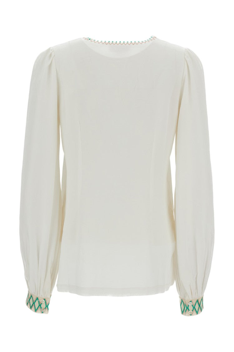 Emporio Sirenuse Ballerina Embroidered Silk Blouse