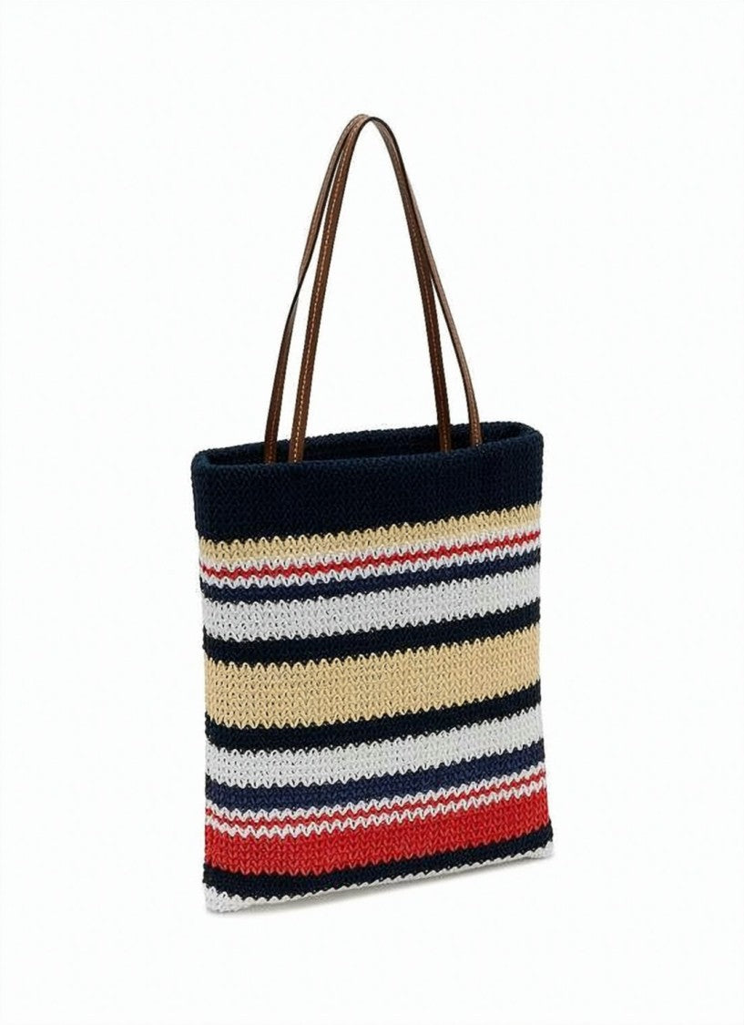 Miu Miu Textured Knit Shoulder Bag With Bold Logo Detail