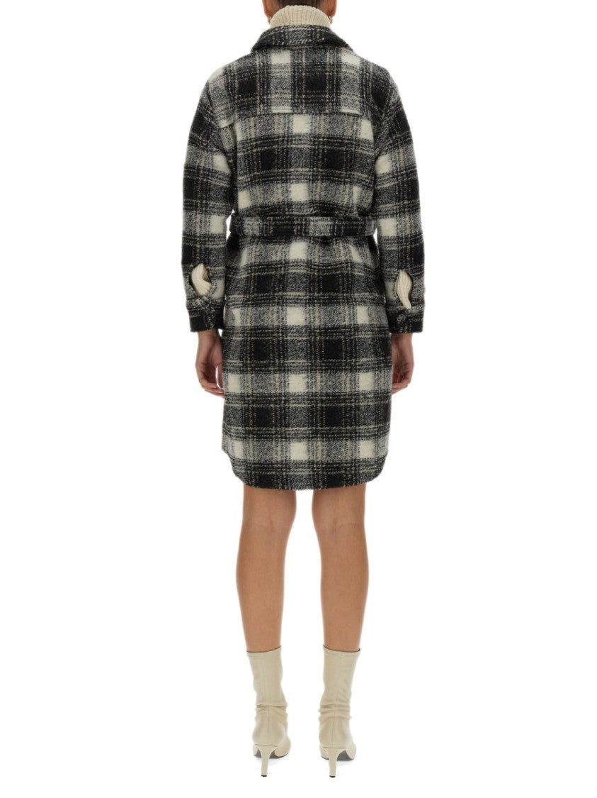 Woolrich Checkered Pattern Coat With Classic Collar