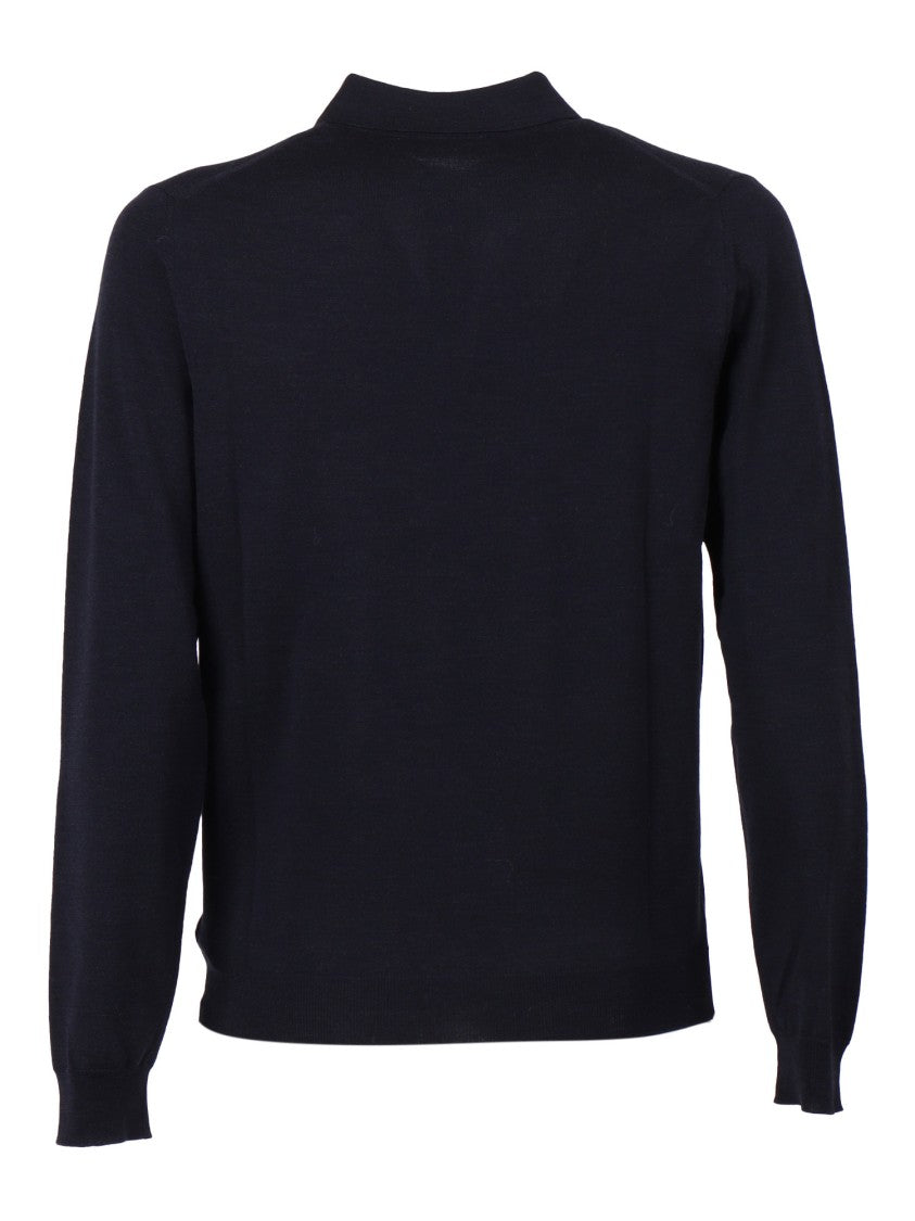 Slowear Zanone Refined Long-Sleeve Polo Shirt In Virgin Wool Blend