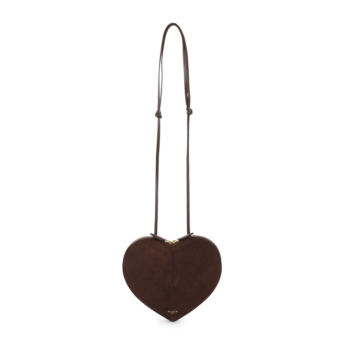Alaïa Heart-Shaped Shoulder Bag In Brown Suede Goat Leather