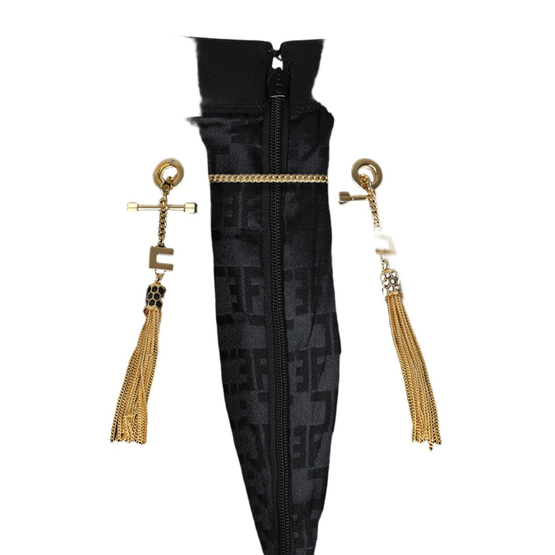 Elisabetta Franchi Fitted Black Midi Dress With Gold-Tone Hardware And Back Slit