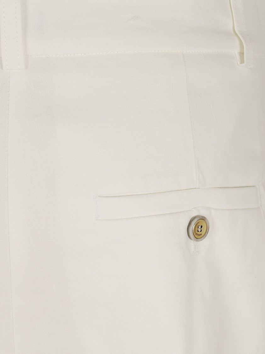 Pinko Bermuda Shorts In Slub Linen And Viscose Blend