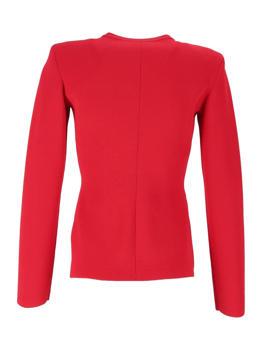 Elisabetta Franchi Fitted Zip-Pocket Tricot Knit Top