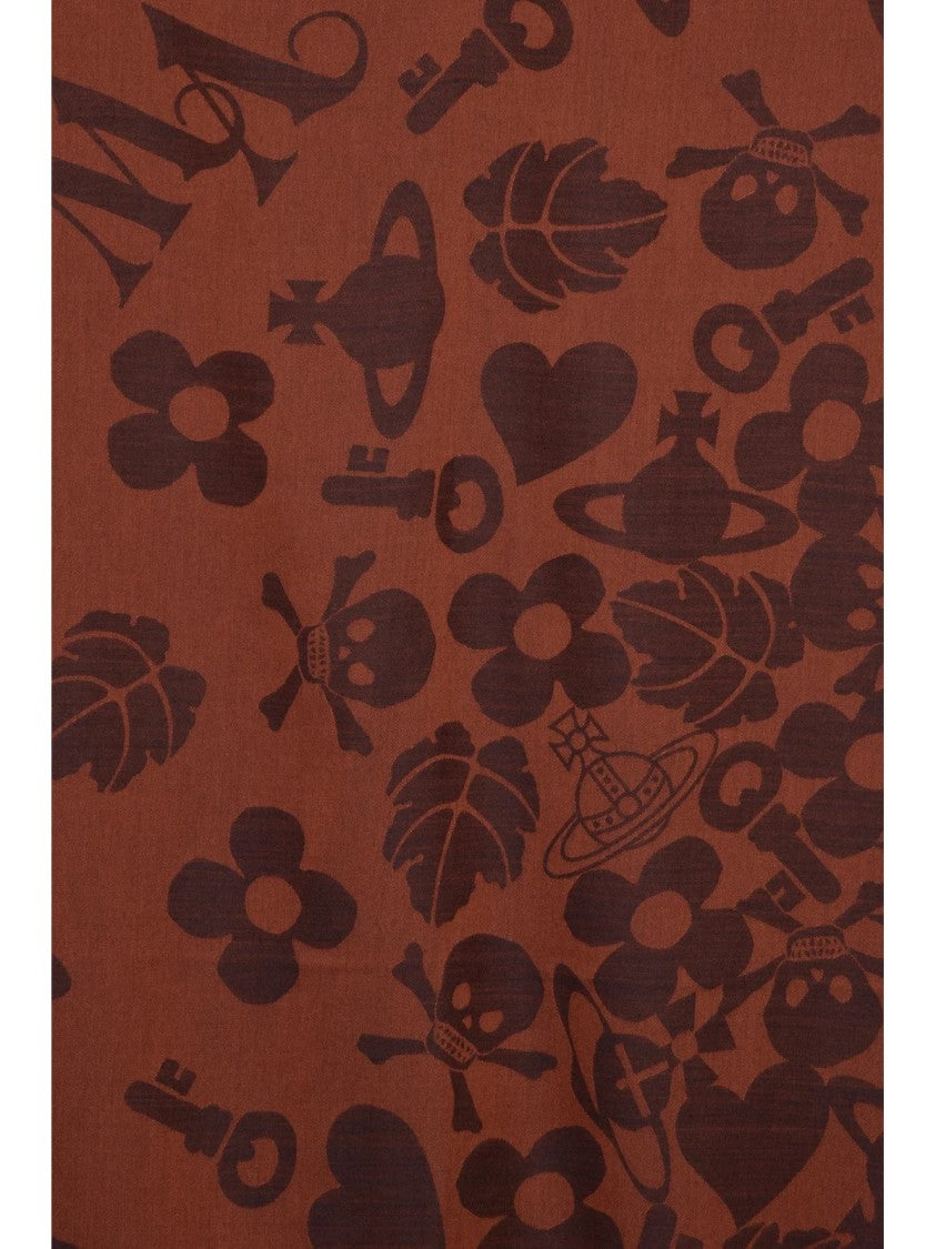 Vivienne Westwood Rectangular Scarf With Intricate Symbolic Patterns
