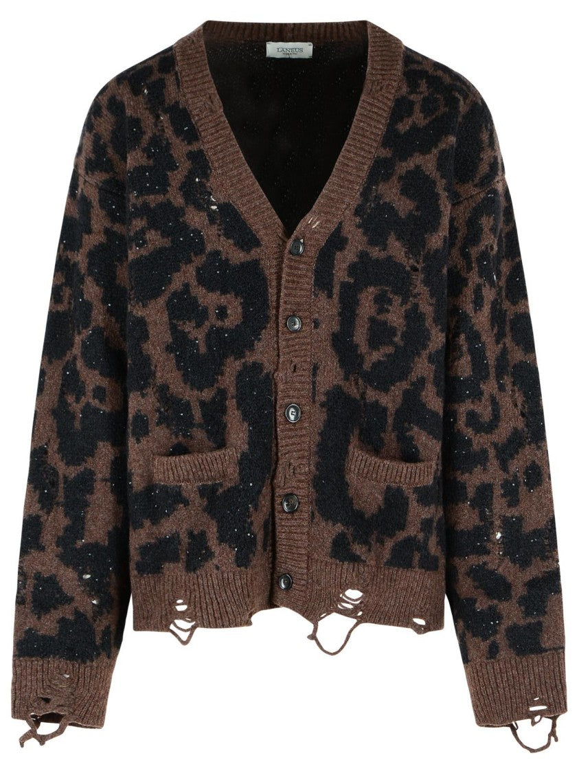 Laneus Leopard Jacquard' Cardigan