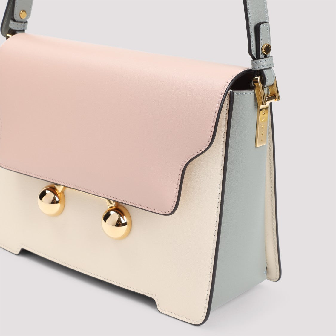 Marni Trunkaroo Medium Beige And Pink Leather Shoulder Bag