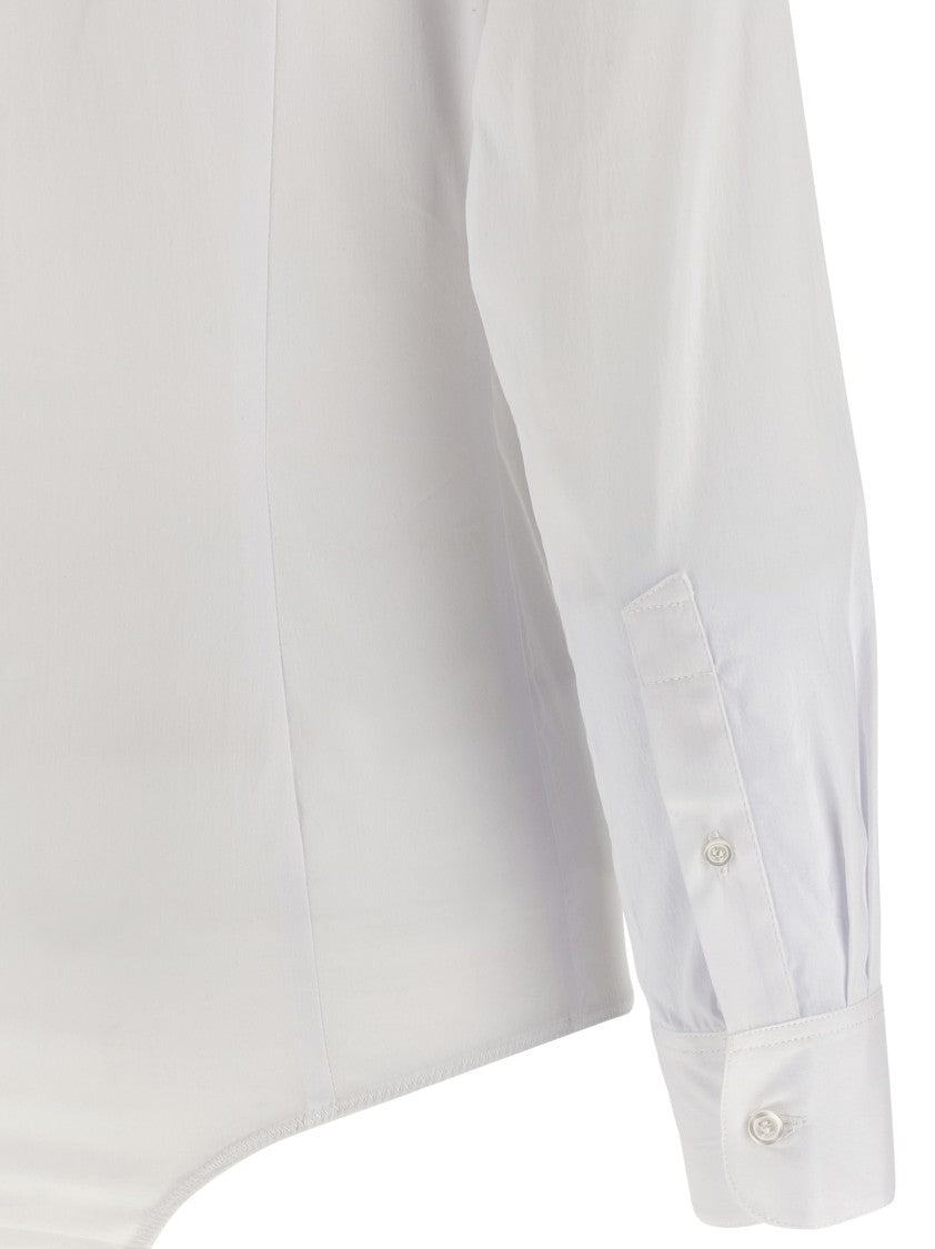 Coperni Shirt-Style Bodysuit With Logo Patch And Concealed Closure