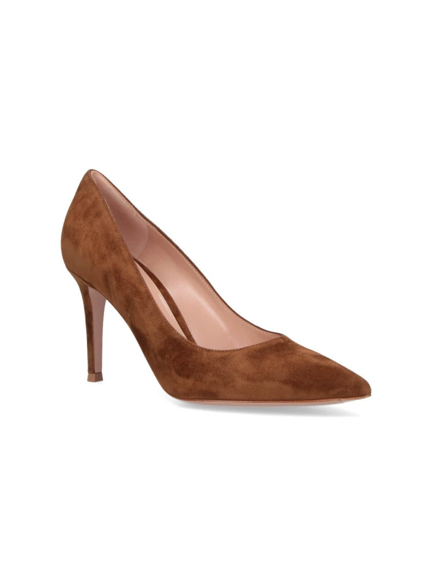 Gianvito Rossi Pointed-Toe Suede Stiletto Pumps With Leather Sole