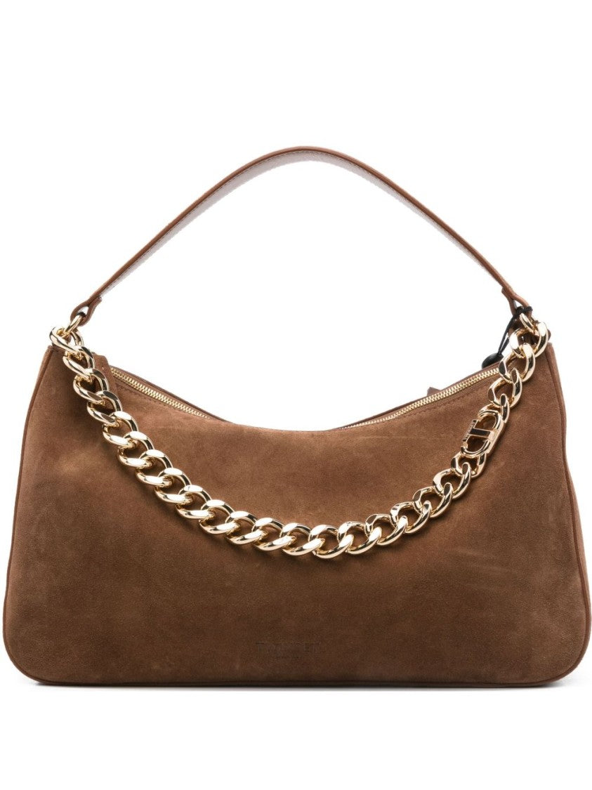 Twin-Set Brown Suede Shoulder Bag