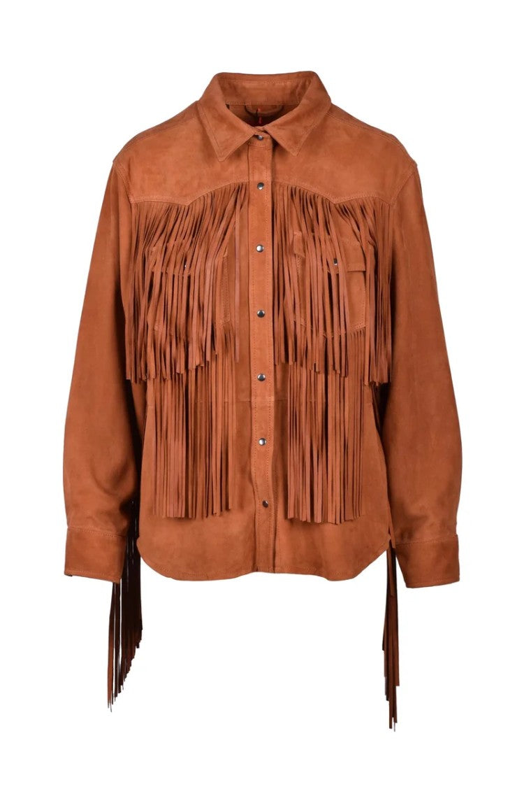 Wild Cashmere Suede Leather Shirt - Cognac