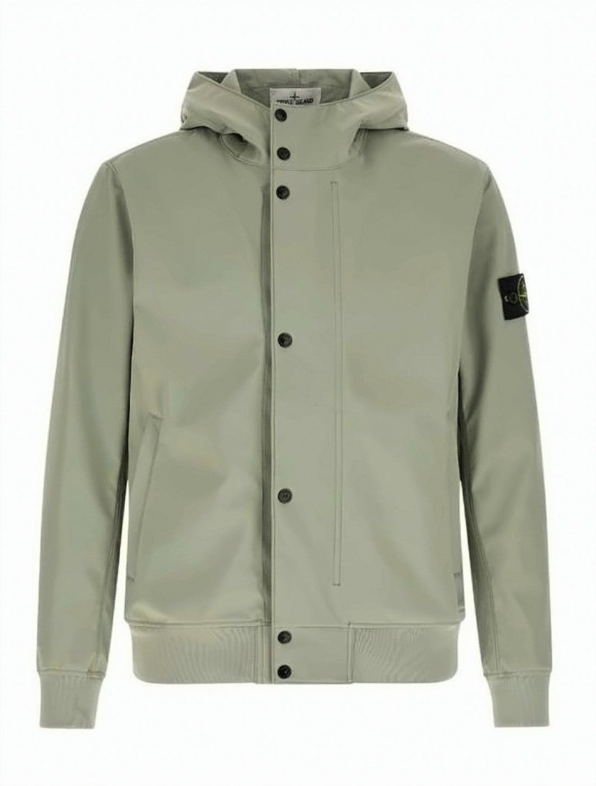 Stone Island Hooded Jacket With Snap Button Closure