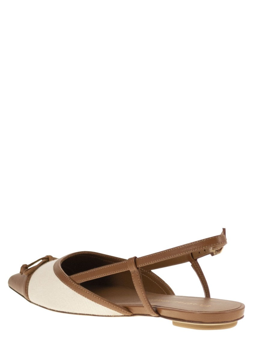 Stuart Weitzman Kitty - Leather And Linen Slingback