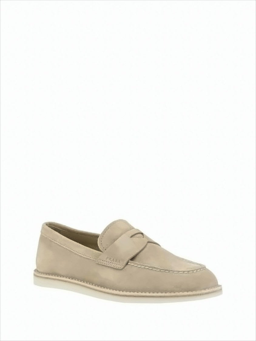 Prada Calf Leather Loafer With Classic Penny Strap And Subtle Stitching