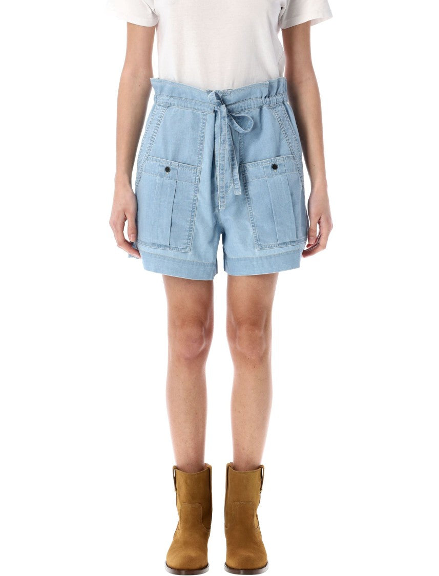 Isabel Marant Étoile Relaxed Fit Cotton Chambray Valdina Shorts