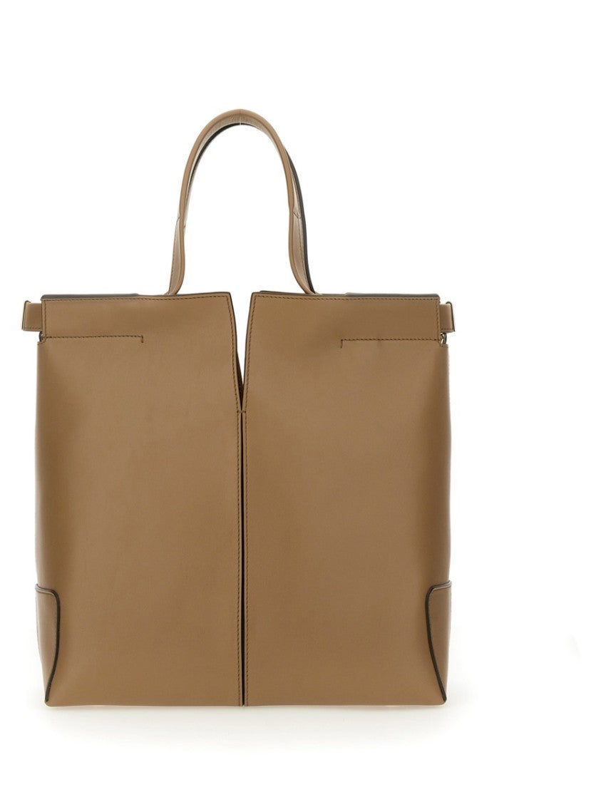 Tod's Structured Brown Calfskin Shoulder Bag