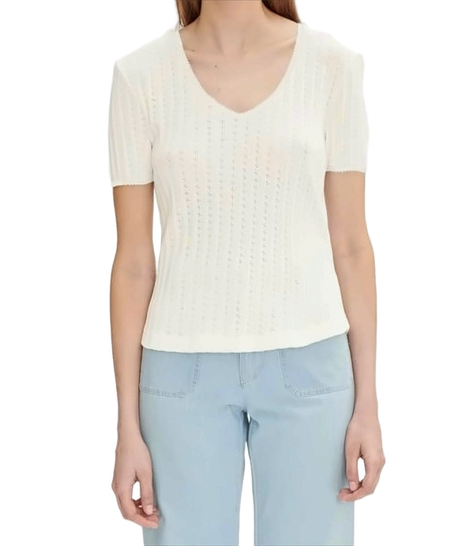 A.P.C. Short-Sleeve Top With Scalloped V-Neck