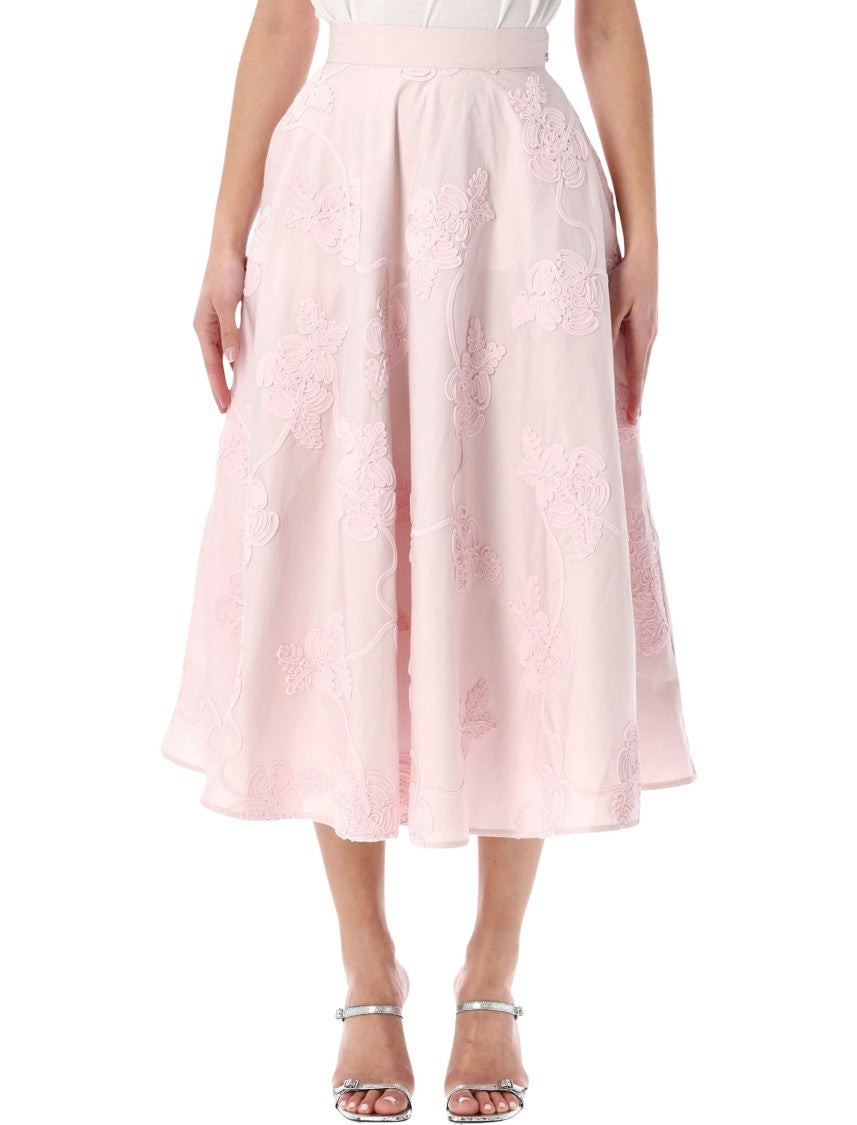 Rotate Floral Embroidery Organic Cotton Skirt