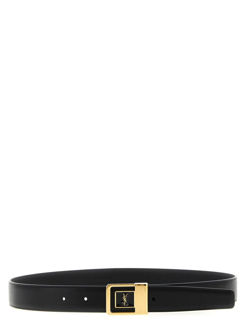 Saint Laurent Patent Leather Belt With Cassandre Logo Buckle