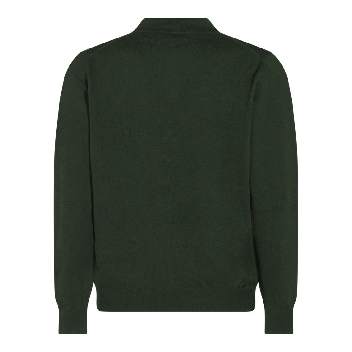 Altea Classic Polo Collar Sweater In Deep Green With V-Notch Detail