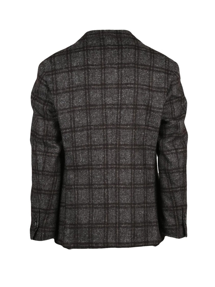 L.B.M. 1911 Textured Grey And Brown Round Jacket With Button Closure