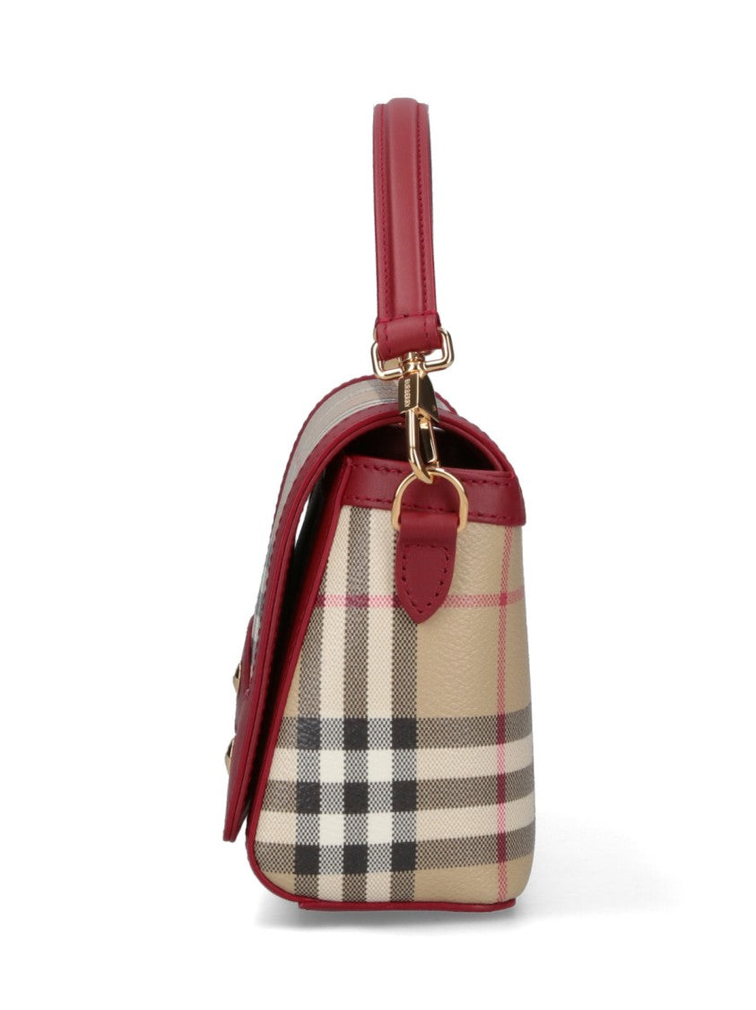 Burberry Beige Check Fabric Handbag