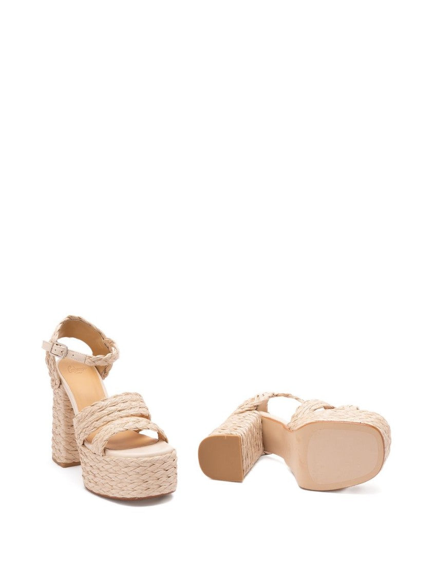 Castaner Woven Raffia Platform Sandals With Heel