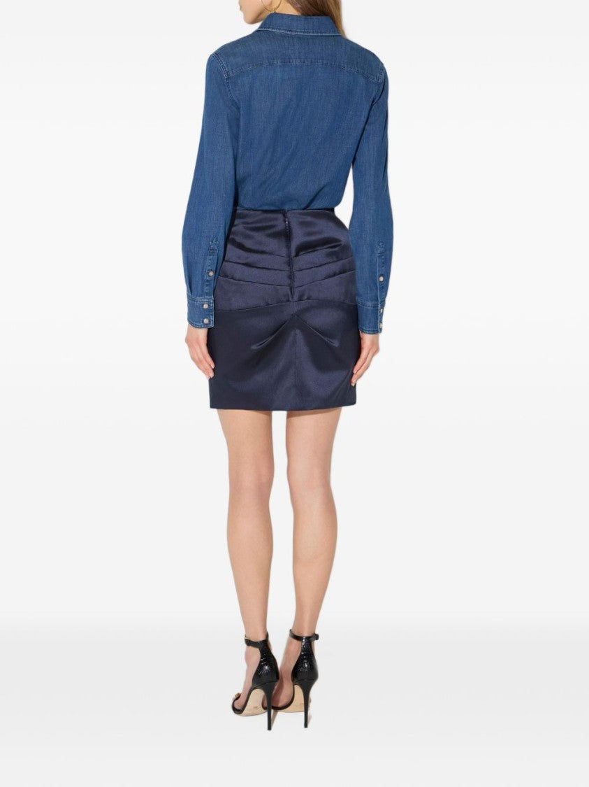 Elisabetta Franchi Black Mini Satin-Finish Draped Skirt
