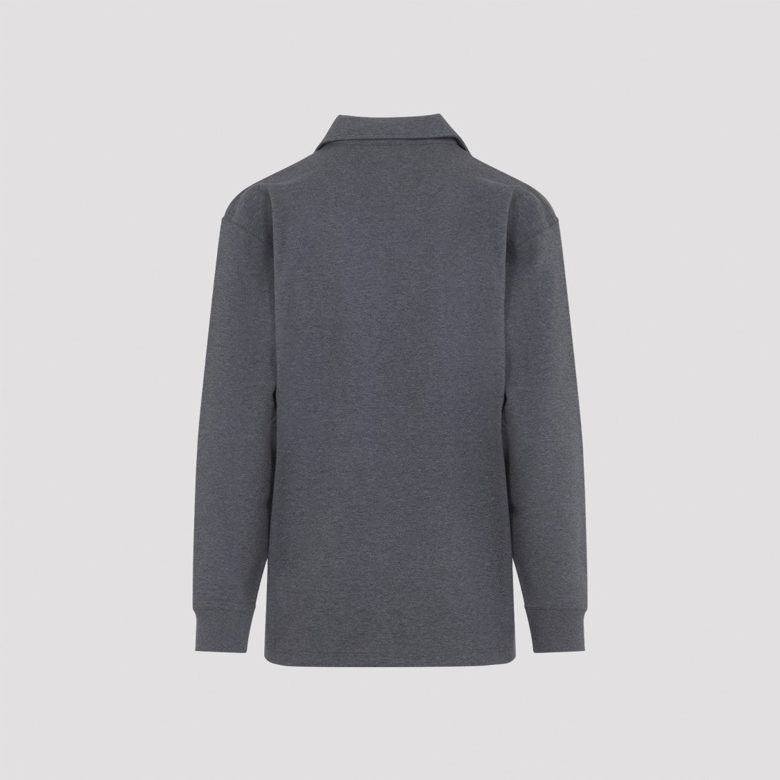 Bottega Veneta Mélange Grey Cotton Polo With Intrecciato Leather Detail