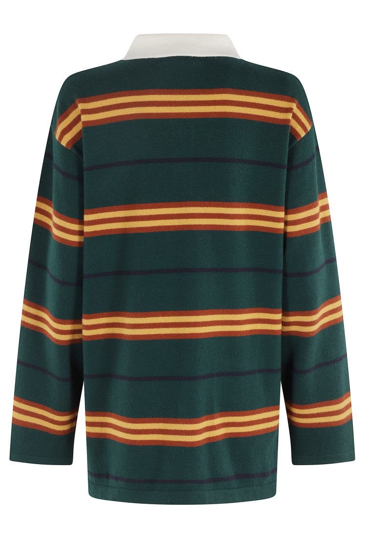 Guest In Residence Striped Rugby Sweater With Classic Collar And Luxurious Cashmere