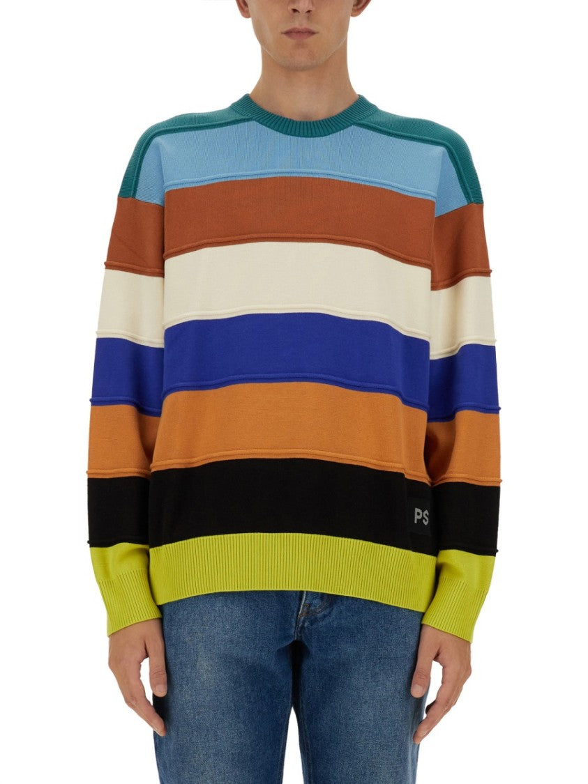 Ps Paul Smith Striped Sweater In Organic Cotton Fabric