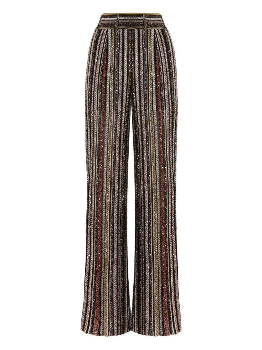 Missoni Wide-Leg Striped Trousers With Textured Metallic Finish