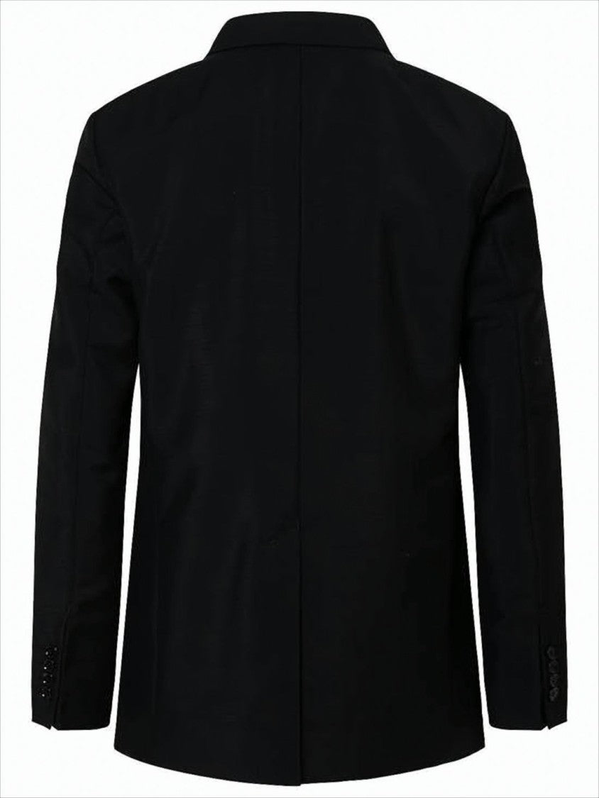 Ami Paris Double-Breasted Mohair-Wool Blend Coat With Notched Lapels