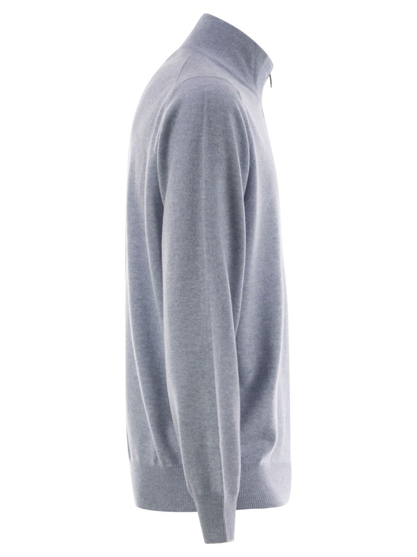 Brunello Cucinelli High-Necked Cashmere Sweater With Zip Opening