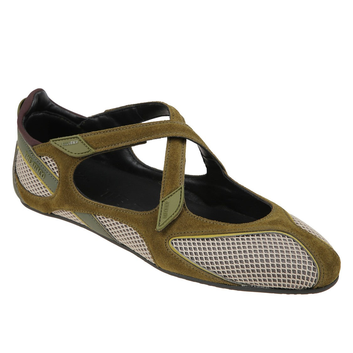 The Attico Refined Suede Ballerina Flats With Cross-Strap Closure