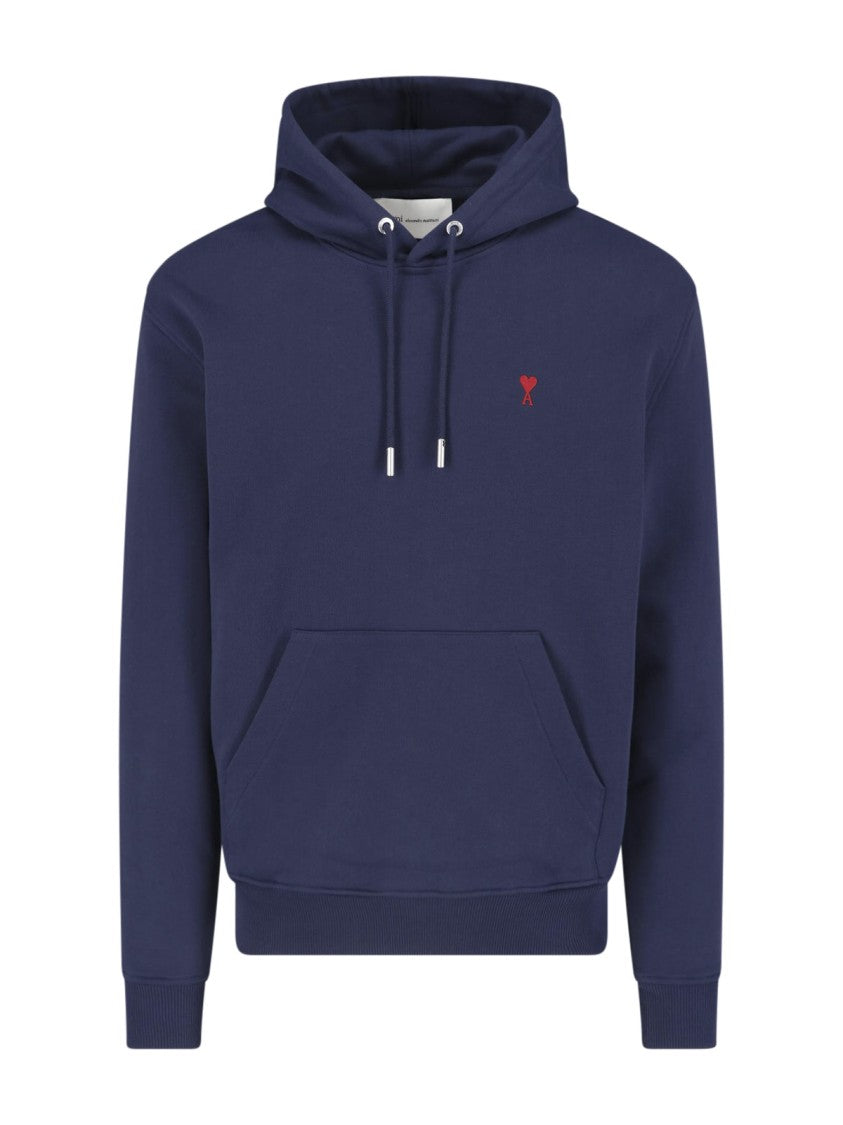 Ami Paris Blue Ami De Coeur Cotton Hoodie