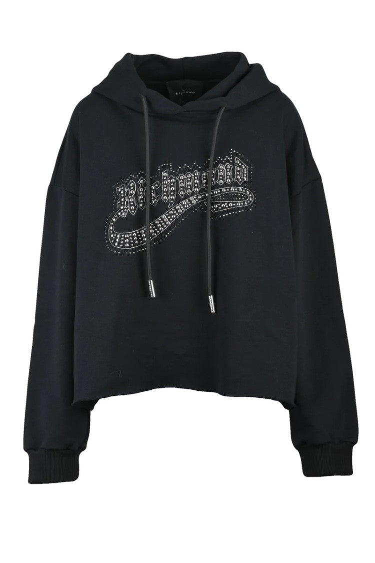 John Richmond Cropped Hoodie Sweatshirt - Black