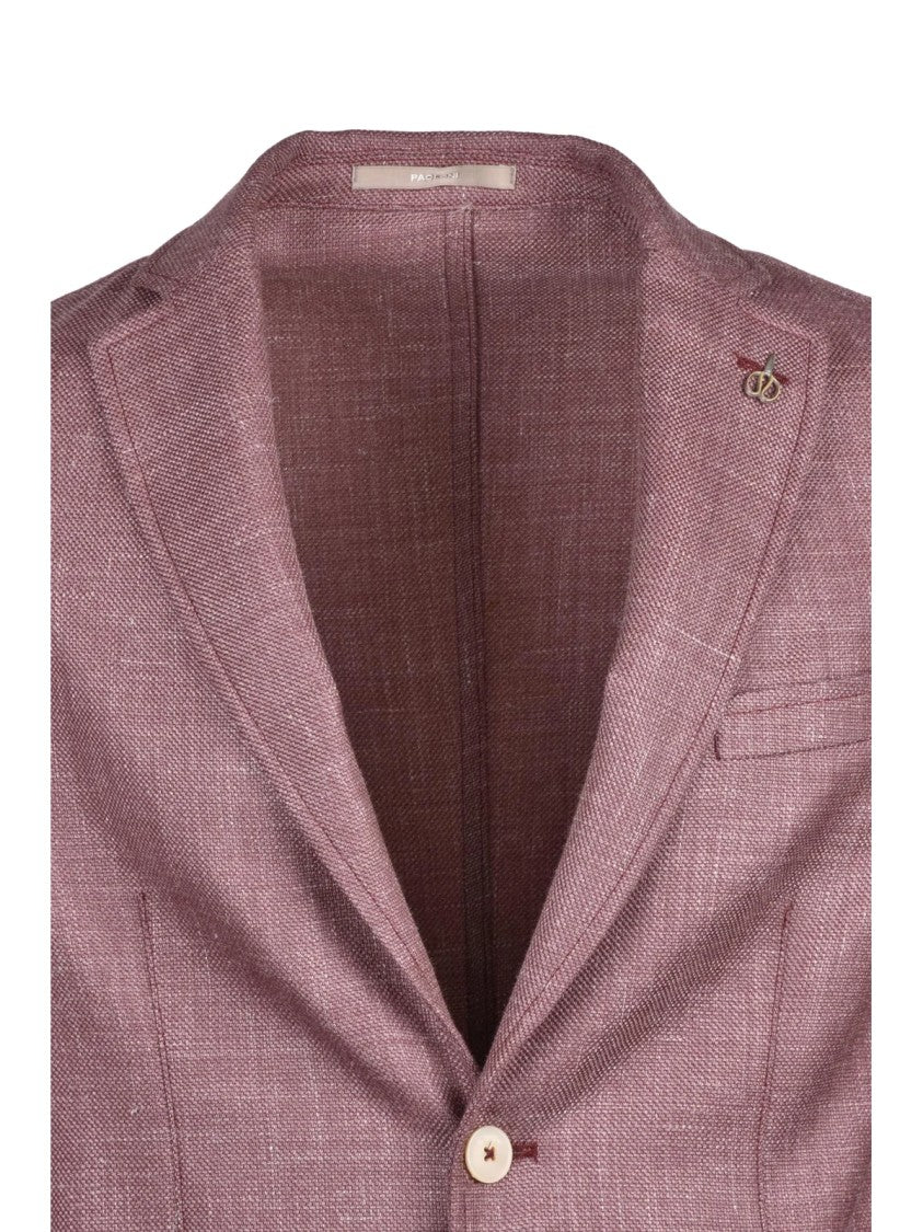 Paoloni Red Unlined Rounded Virgin Wool-Blend Jacket