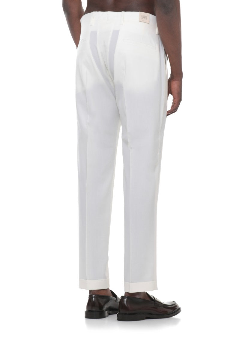 Briglia 1949 Ivory Tiberios Wool Straight-Leg Pants